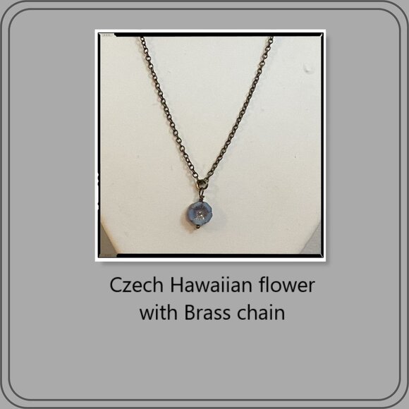 NEW Czech Glass Pansy brass necklace and earrings - Picture 1 of 5